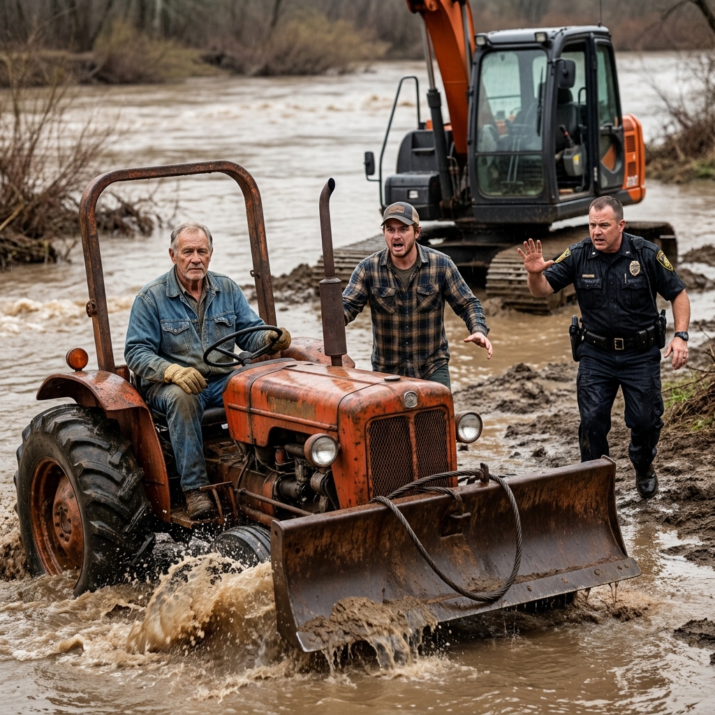 I listened to the county’s biggest contractor laugh at me in front of half the town, calling my 1940 tractor a piece of junk while his half-million-dollar excavator sat stuck in the flood mud