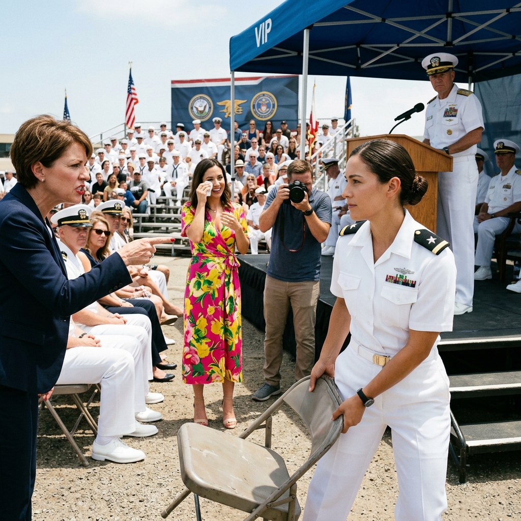 My mother ordered me out of my own brother’s Navy graduation photo because my white uniform was “too bright.” I dragged my chair into the shadow. Then a three-star general locked eyes on my silver star.