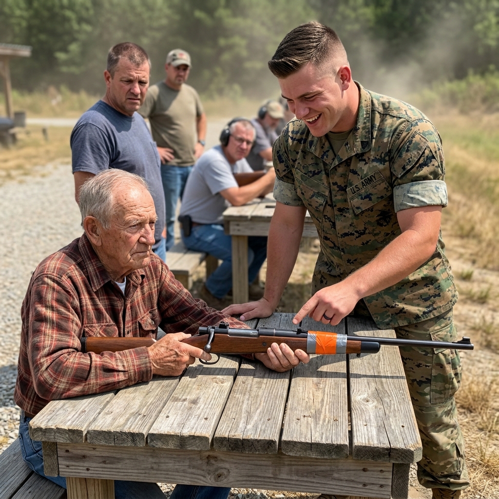A young Marine sergeant mocked the ugly orange tape on my antique rifle and threatened to have me arrested in front of the whole civilian range.