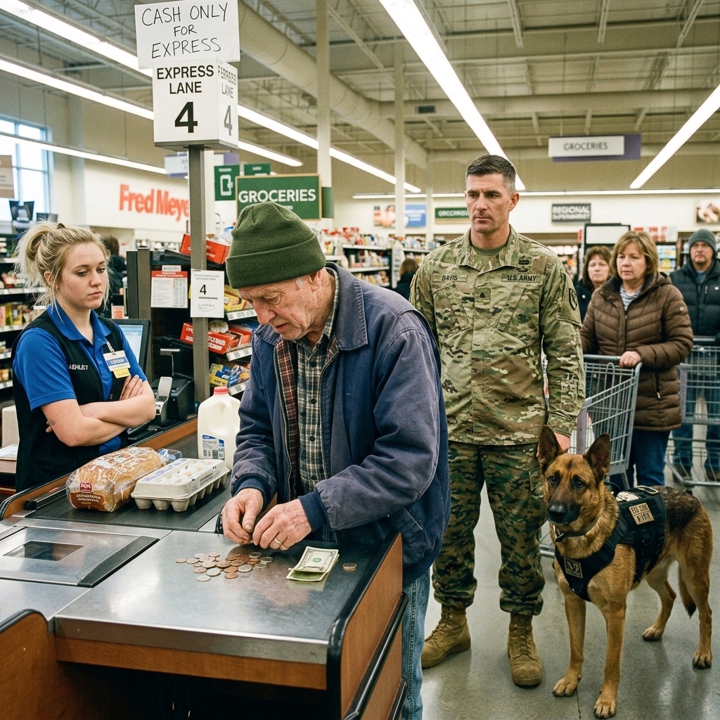 My K9 froze when the veteran ahead of me couldn’t afford $3.86 for bread. Inside his house, I saw a photo of him with my father.