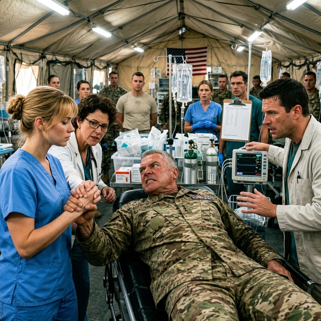 The surgical tent went dead silent as the MPs handcuffed the nurse who had just brought a four-star general back from the edge of death.