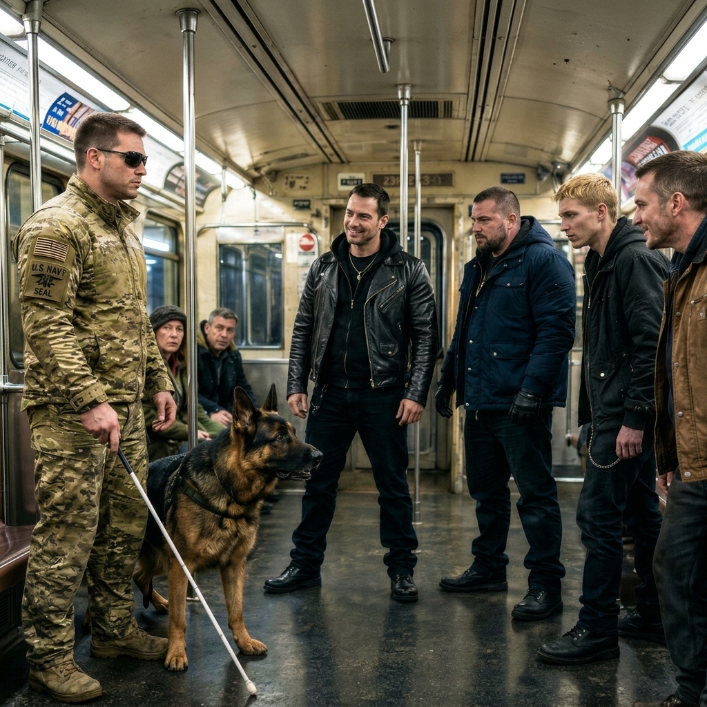 The subway mugger laughed at my white cane and reached for my guide dog’s harness. I dropped the leather handle and whispered one German word.