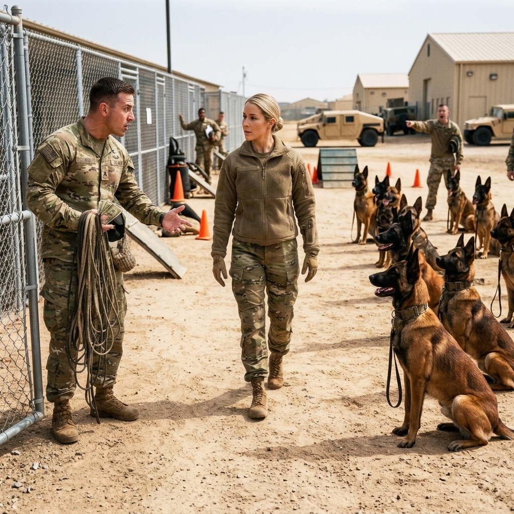A Gunnery Sergeant bet his whole yard I’d be back at the gate in ten seconds with a dog on my sleeve. Twelve patrol dogs were staged and lit. I walked in with my hands open.