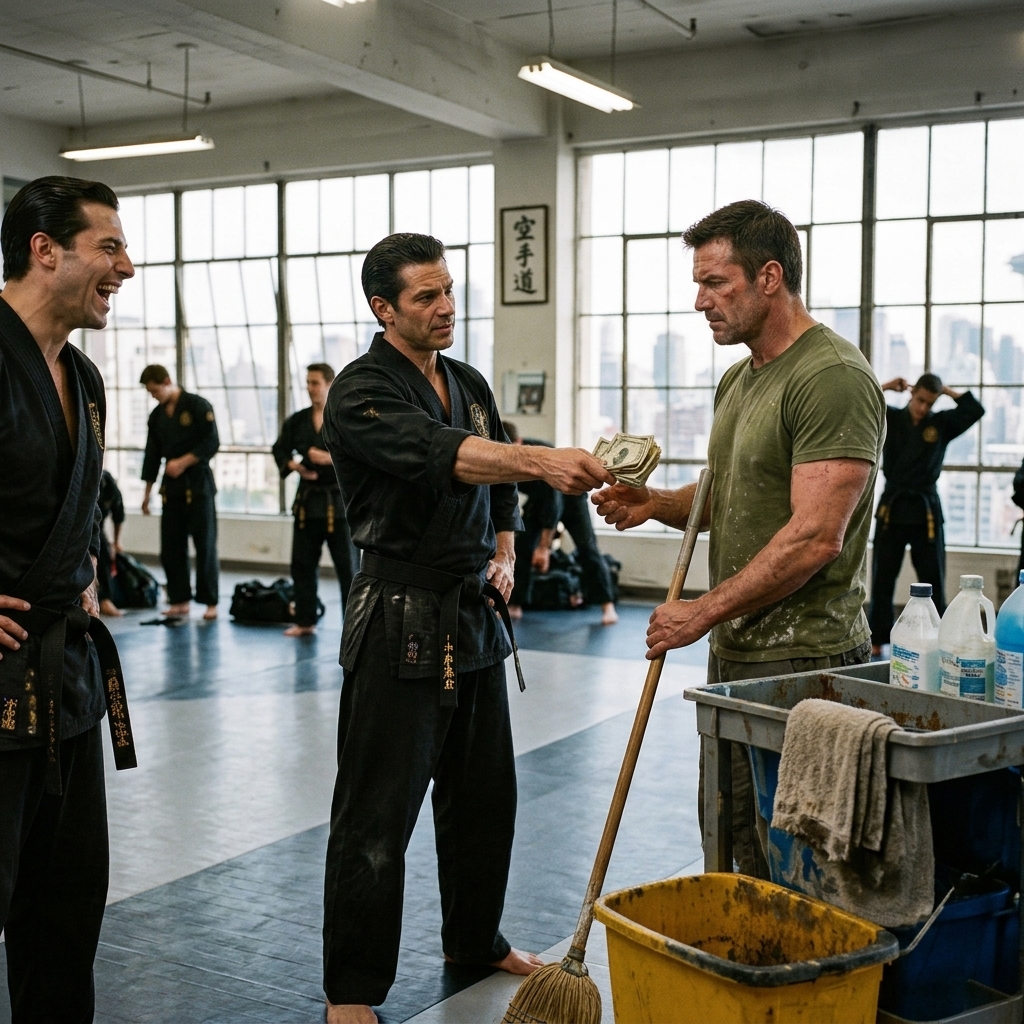 The twin black belts in their $200-a-month MMA gym called me “maintenance” and threw $300 on the mat to use me as a human punching bag. I took the money. Then I took off the headgear.