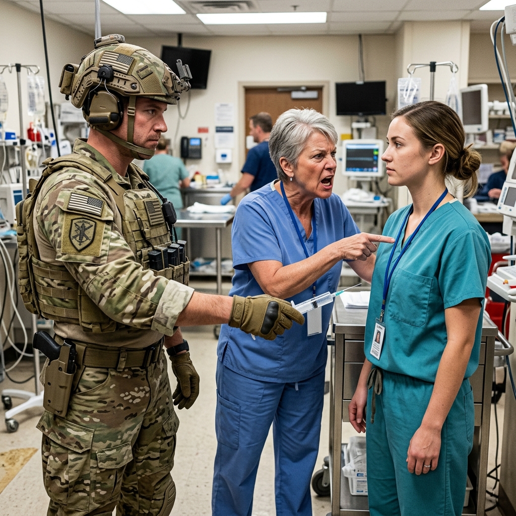 The charge nurse ordered me away from the crashing soldier because I was just a supply restocker. Then the special ops commander locked eyes with me and shouted one word.