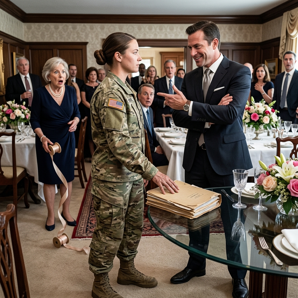 The groom laughed at my combat boots and called me a blue-collar stain on his networking event. I stared at his Armani suit and dropped the $180,000 manila folder onto my glass table.