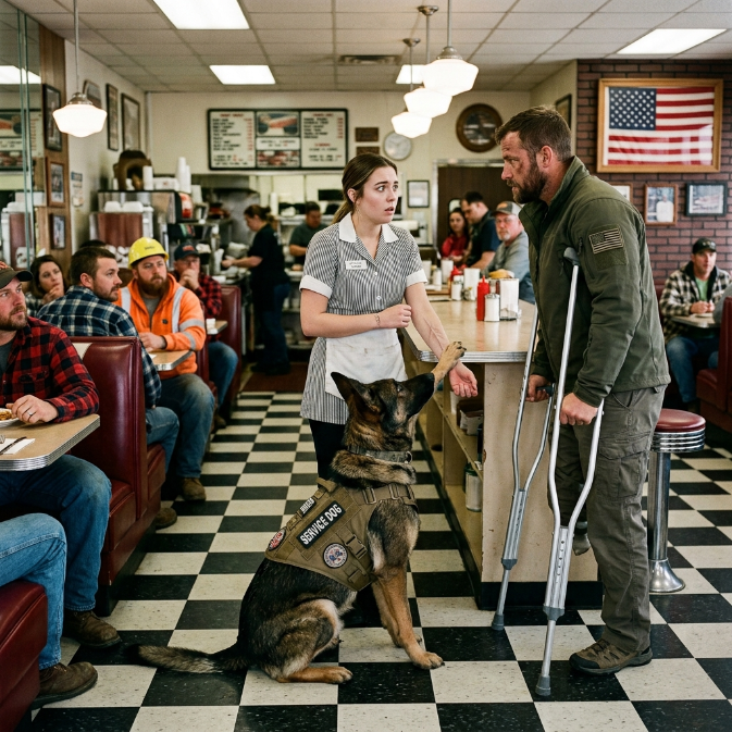 When a Wounded Navy SEAL Was Turned Away by Every Customer in a Diner, His Military K9 Exposed the Quiet Waitress Hiding a Classified Past