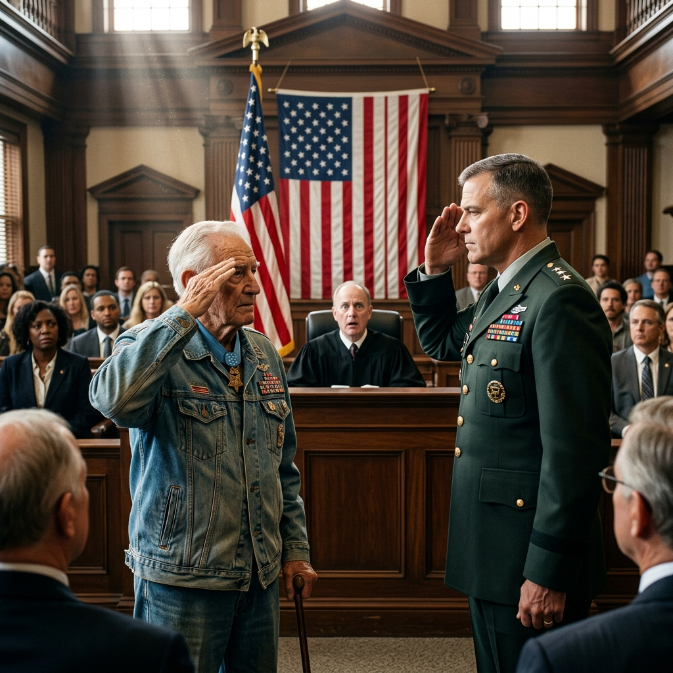 The Arrogant Judge Mocked An Old Veteran’s Medals Before A Three-Star General Silenced The Courtroom