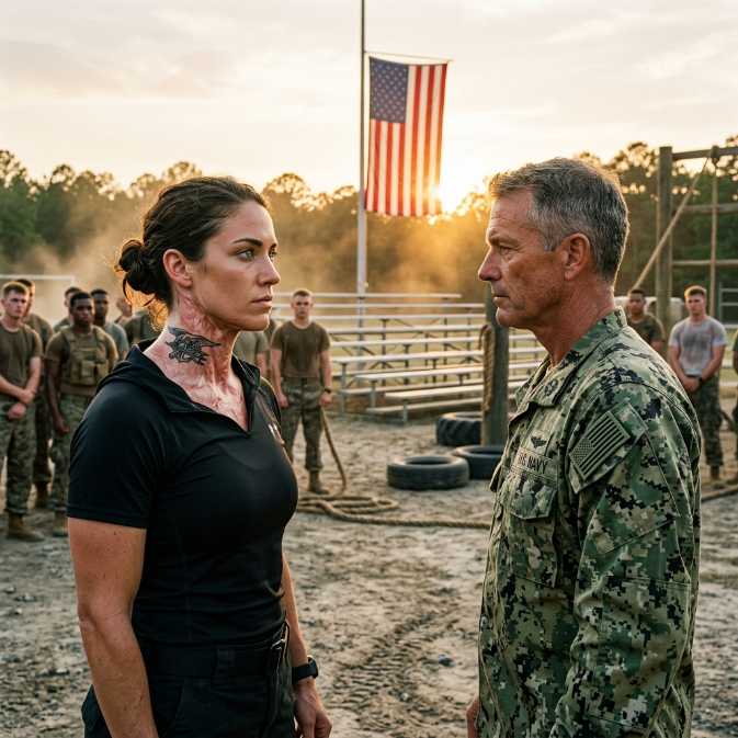They Mocked Her Hidden Scars Until the Commander Recognized the Elite SEAL Trident on Her Neck