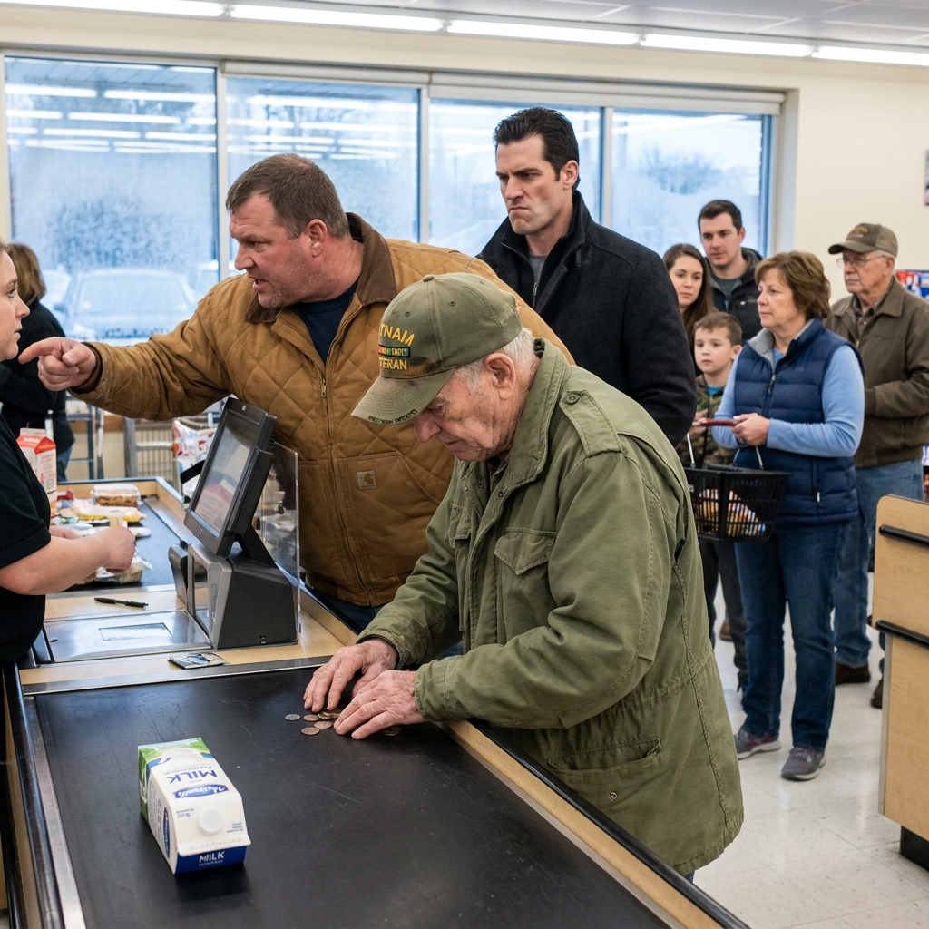 “If you can’t afford it, don’t hold up the line,” the impatient man hissed at the elderly customer who was $3.86 short.