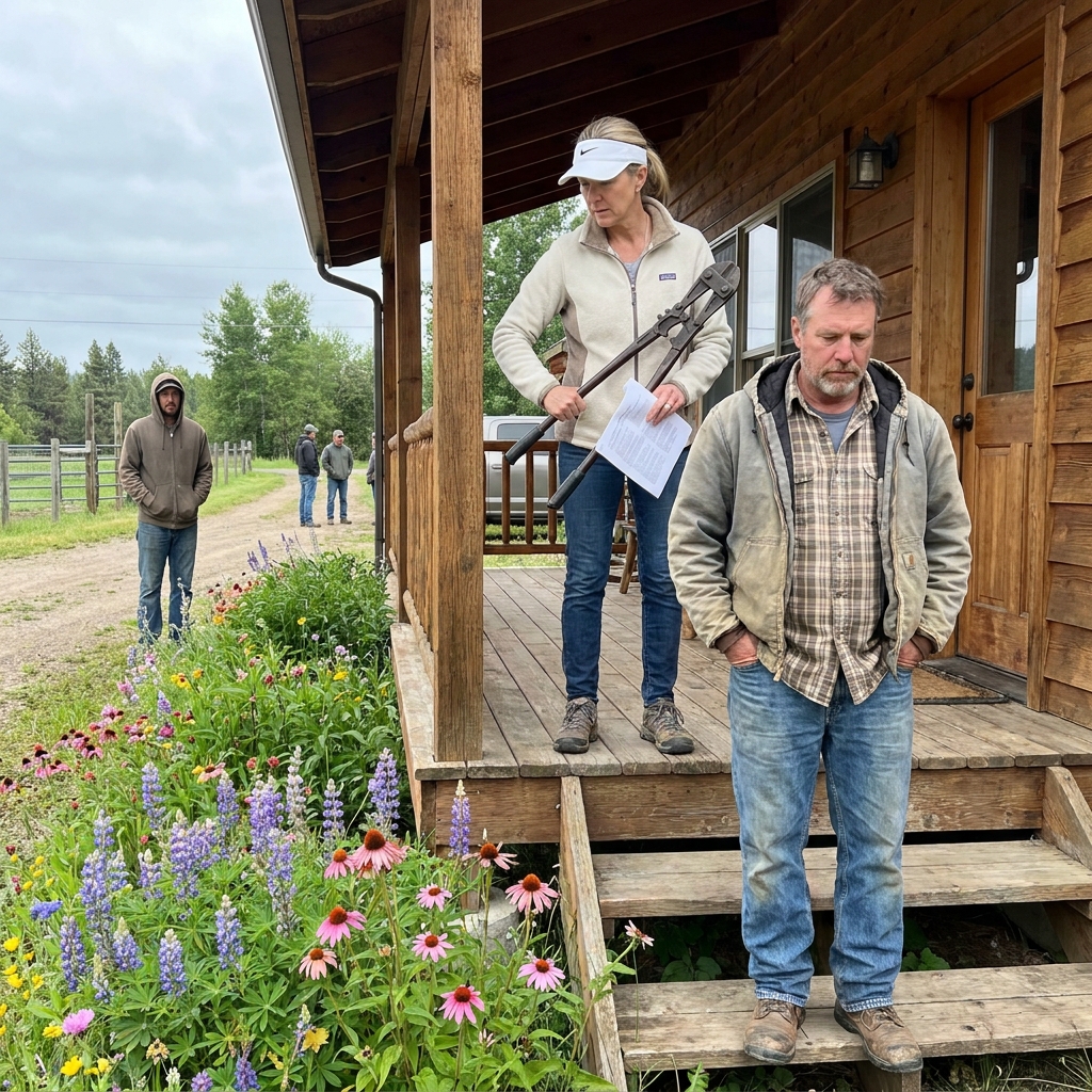 The HOA President Brought Bolt Cutters to My Late Wife’s Cabin. She Didn’t Notice the Smoke Detector Blinking Red.