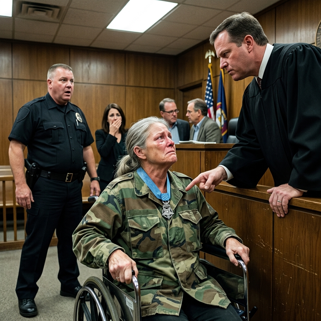 A judge ordered me to remove my Medal of Honor and called it a trinket. Then I saw the doors open — a general saluted — and I watched the courtroom freeze.