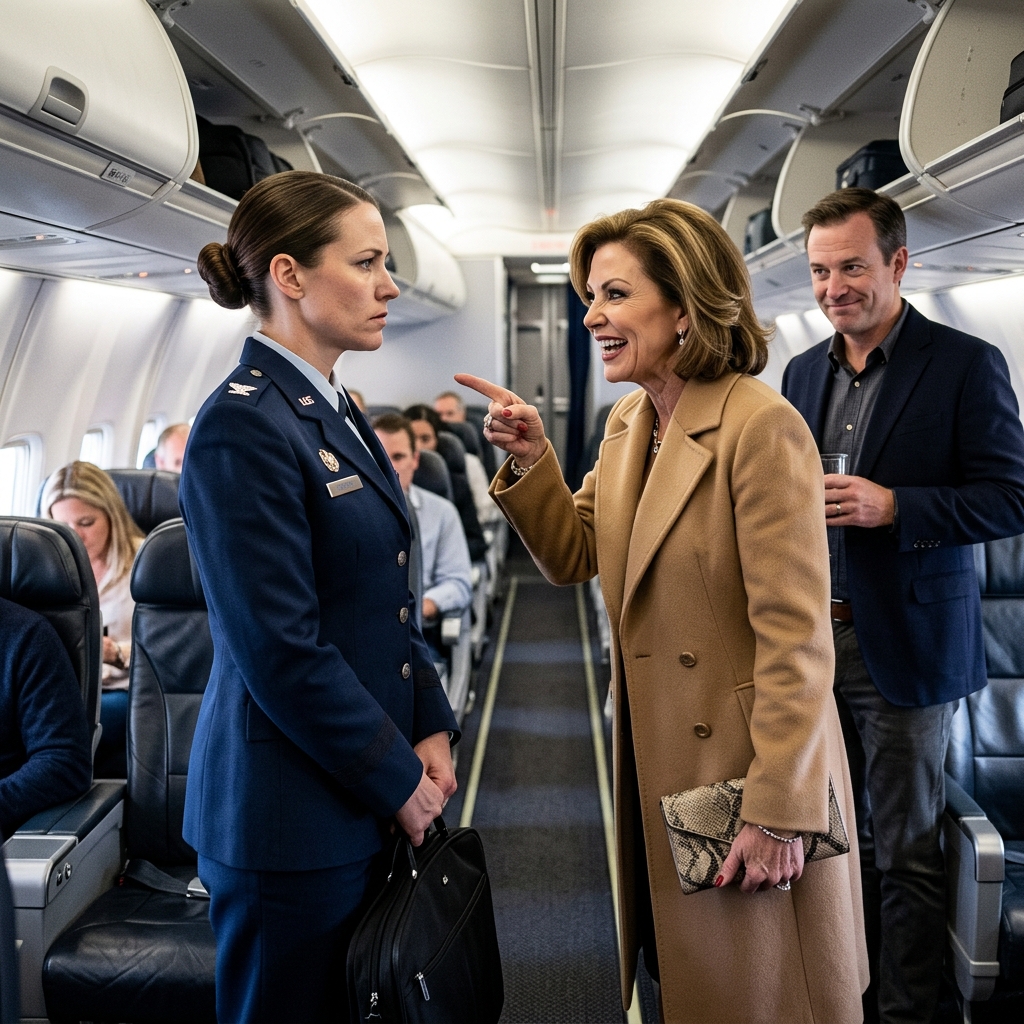 My sister stood in the first-class aisle and laughed at my steel-toed boots, announcing to the entire flight that my military career was a joke before banishing me to the rear bulkhead next to the bathroom. I folded my hands and kept my heart rate at a steady sixty beats per minute. I knew something the rest of the cabin didn’t. When a violent structural tremor began shaking the aluminum hull at 30,000 feet, my sister’s face drained of all color. Outside the glass, the airspace was being closed, and the captain’s intercom suddenly hissed to life.