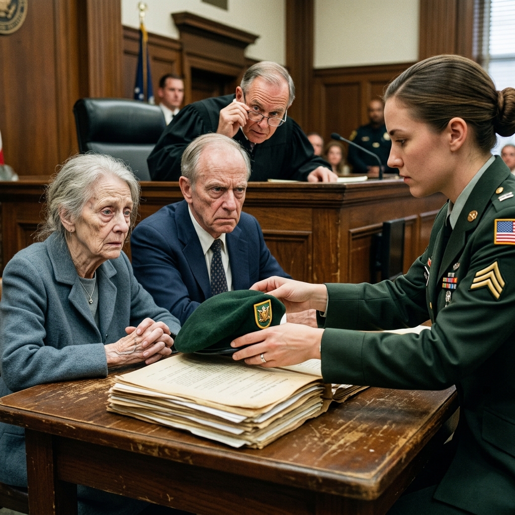 I watched my own father slap my mother across the face in the middle of a crowded Fulton County courtroom. He hissed that she was useless and ordered her to sign the divorce papers while the judge froze in shock. I didn’t scream or rush the table. Instead, I stood up, placed my military green beret gently on the wood, and told the judge to look at the forged signature on the very last page. Would the court finally see the truth?