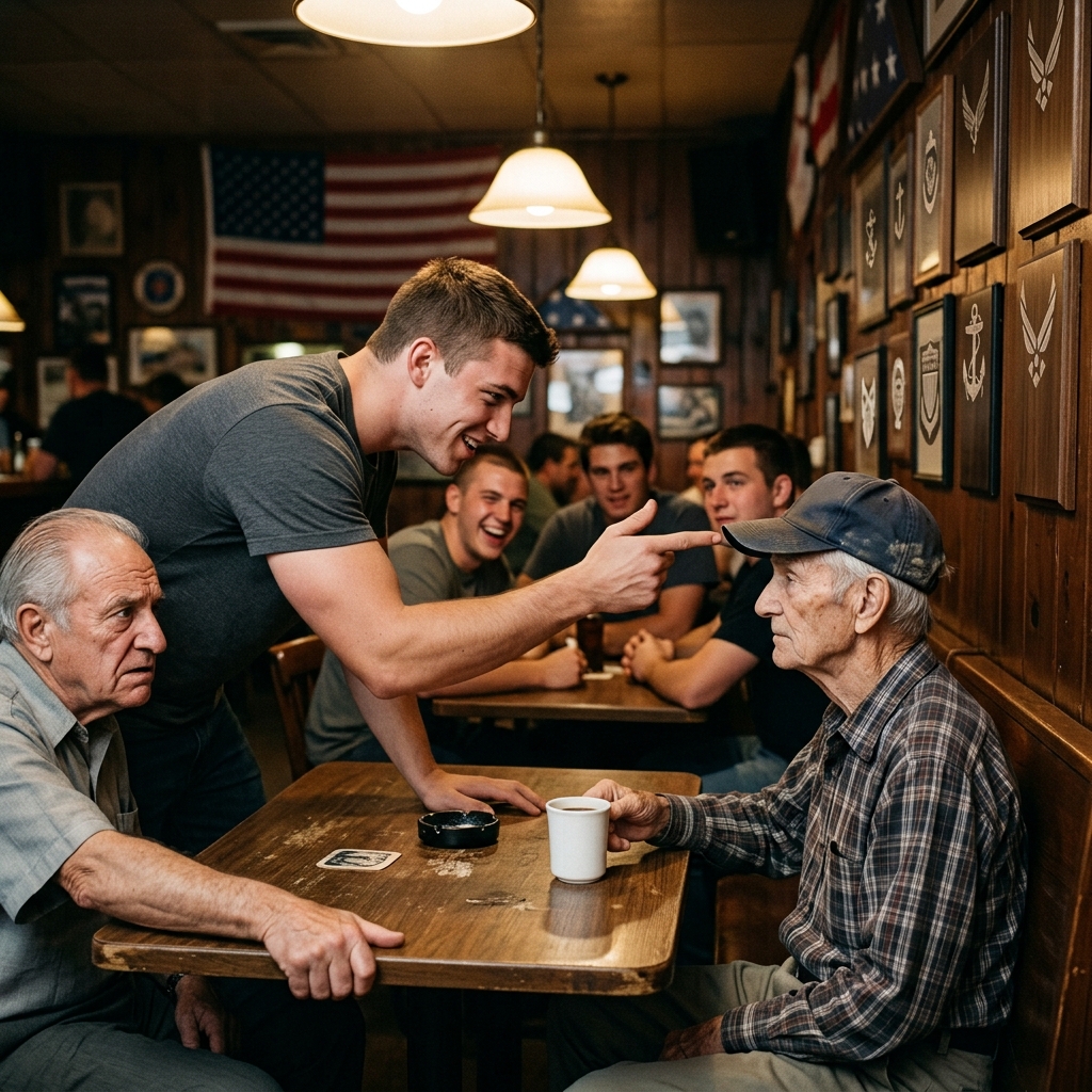 The Biggest Marine in the Bar Mocked the Quiet Old Man’s Faded Hat and Asked His Call Sign — Then the Door Opened