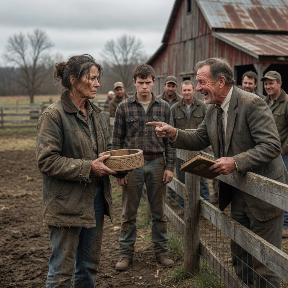 The county extension agent mocked my widowed mother at our own fence line, promising the entire town she would be begging him to buy our failing dairy farm by spring.