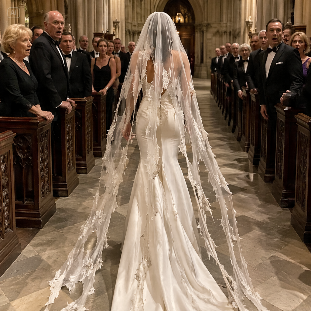 “PLEASE, DON’T!” THE GROOM’S SISTERS SHREDDED HER VEIL, BUT THEN THE KING ARRIVED AND SHUT DOWN THE WEDDING…