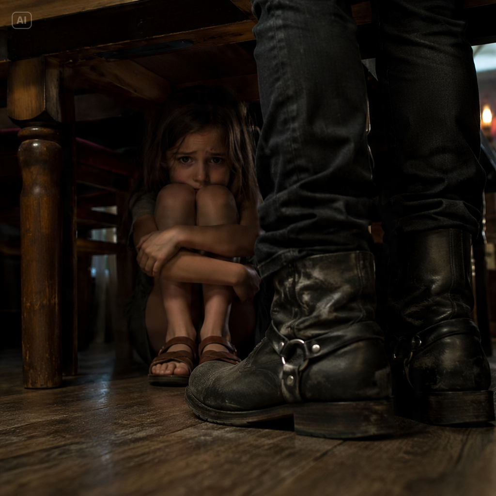 THE TERRIFIED SIX YEAR OLD GIRL HID UNDER MY CHICAGO DINER TABLE TO ESCAPE HER STEPFATHER, BUT HE DID NOT REALIZE MY ENTIRE BIKER BROTHERHOOD WAS WAITING OUTSIDE…