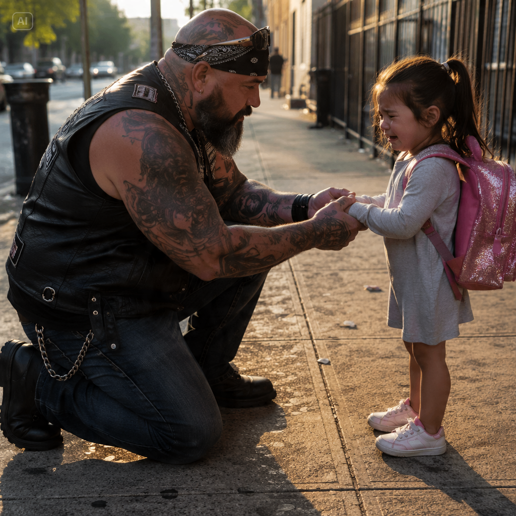 A LITTLE GIRL ASKED BIKERS TO WALK HER TO SCHOOL TO PROTECT HER, AND BY MORNING, EVERYONE WAS WATCHING…