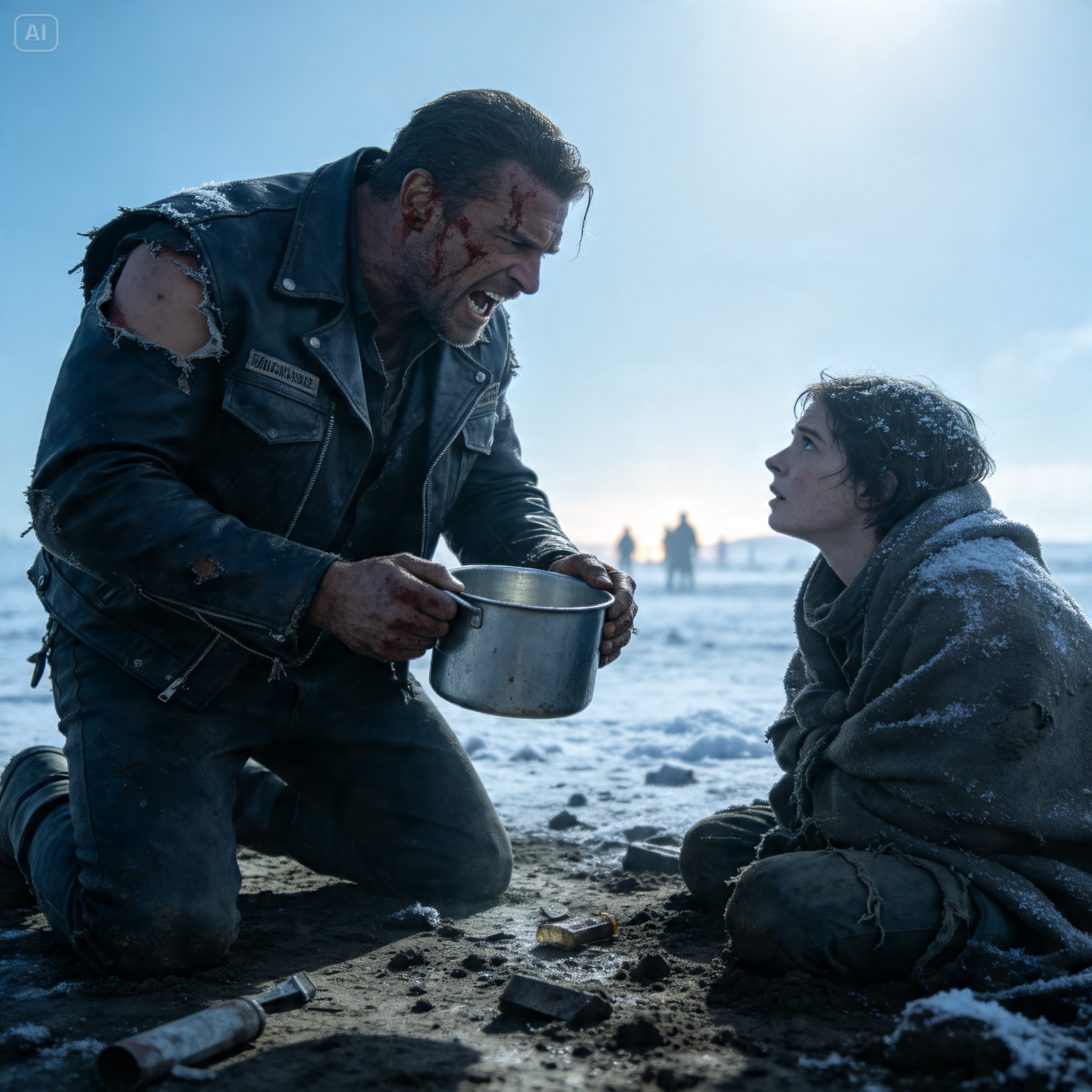 “WHY YOU GAVE ME YOUR LAST MEAL?” THE MASSIVE BIKER GROWLED, STARING AT THE EMPTY TIN POT. THEN NEXT MORNING, 500 BIKERS ARRIVED TO ANSWER THIS QUESTION.