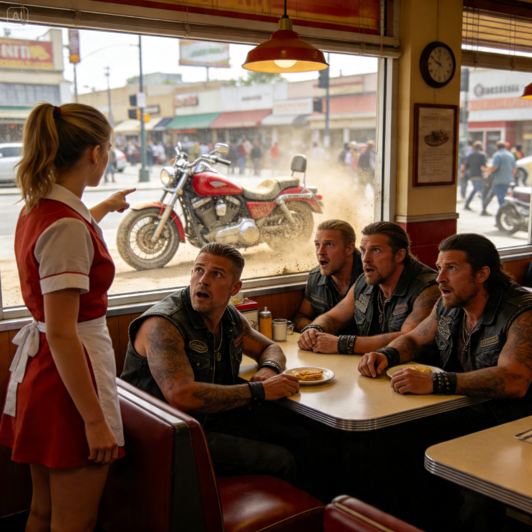 “THAT’S MY DAD’S HARLEY, HAHA…” MY DAD HID A DARK SECRET FOR 26 YEARS, UNTIL FOUR BIKER HELL’S ANGELS OUTLAWS STORMED OUR LOS ANGELES DINER TO REPAY A DEADLY DEBT!