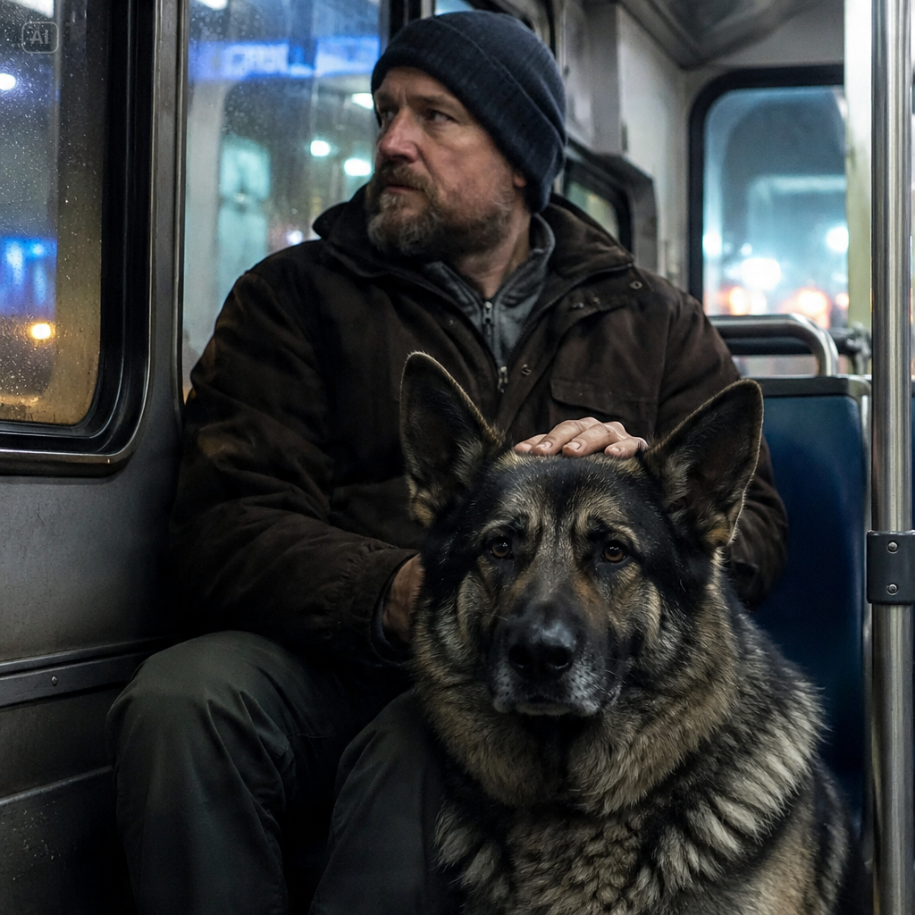 “DO NOT TOUCH MY DOG!” GANGSTERS BIKER BULLIED A QUIET MAN AND HIS GERMAN SHEPHERD IN A BUS, BUT UNAWARE THAT THEY WAS…
