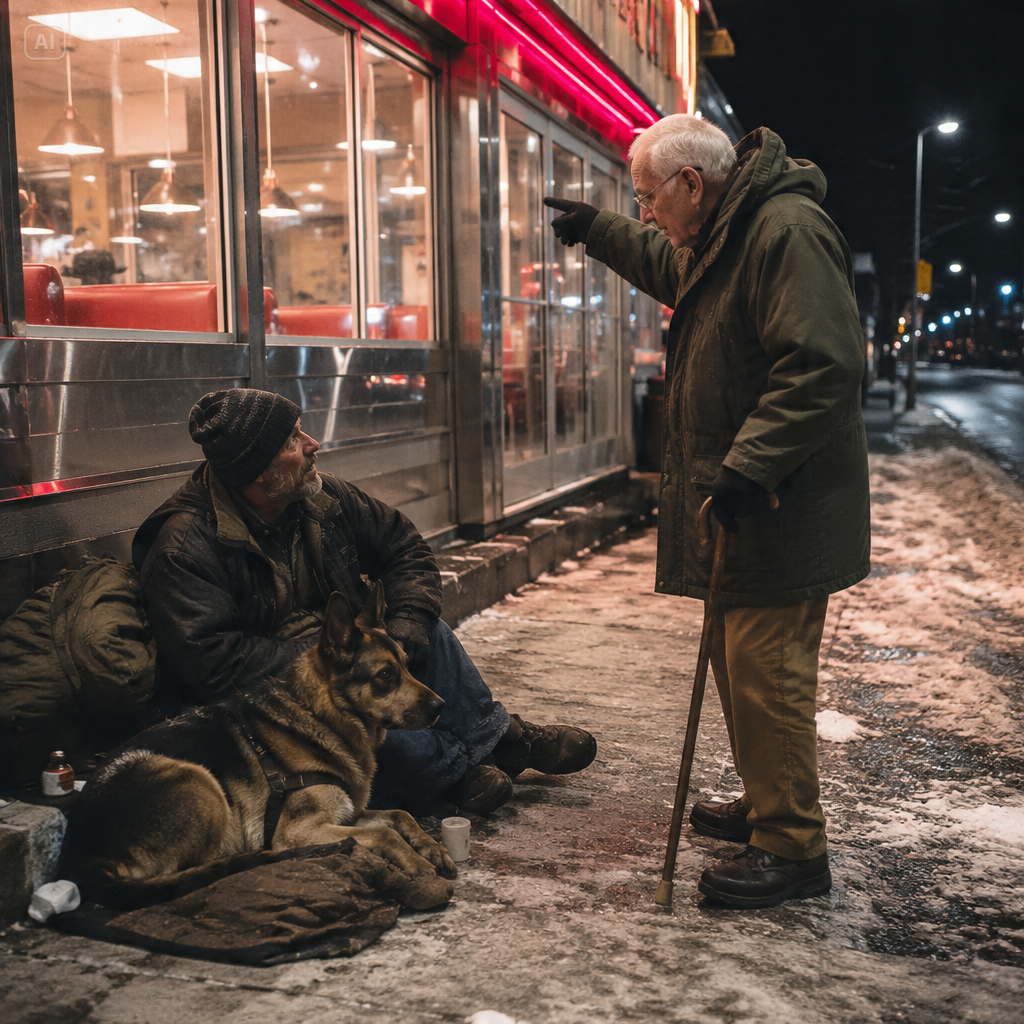 NOBODY OFFERED THE MARINE AND HIS K9 A MEAL IN FREEZING, UNTIL AN 88-YEAR-OLD VETERAN CHANGED EVERYTHING!