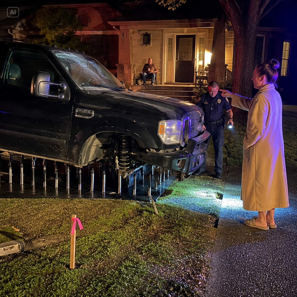“YOU’RE A MURD3R3R!” HOA KAREN SCREAMED AS HER SON’S $70,000 TRUCK WAS DRAGGED OFF THE HIDDEN SPIKES IN MY FRONT YARD IN ALPHARETTA, I DO NOT ANGRY, I JUST CALL 911.