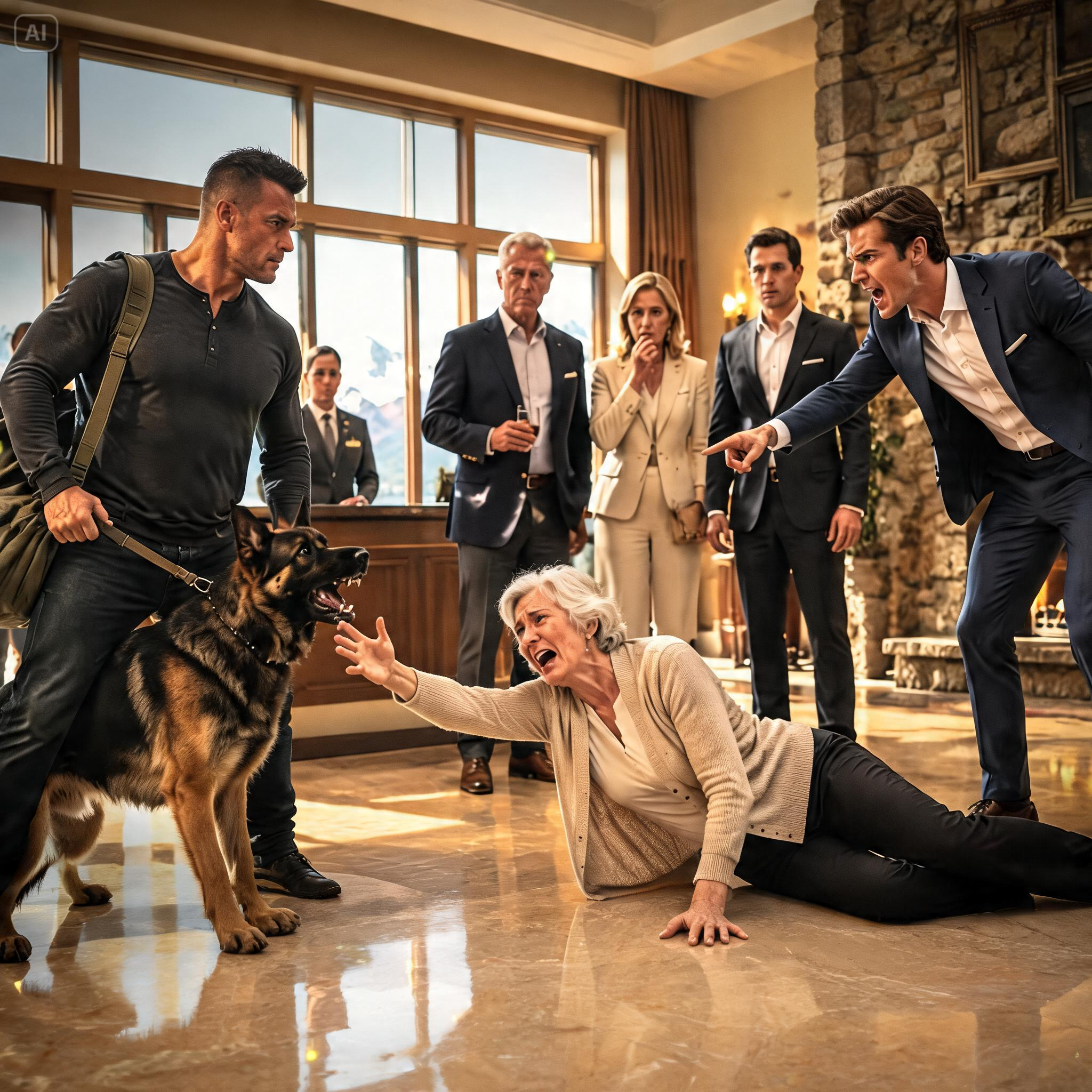 ELDERLY WOMAN KNOCKED DOWN AT LUXURY RESORT UNTIL A NAVY SEAL AND HIS DOG LEAVE EVERYONE IN THE L…