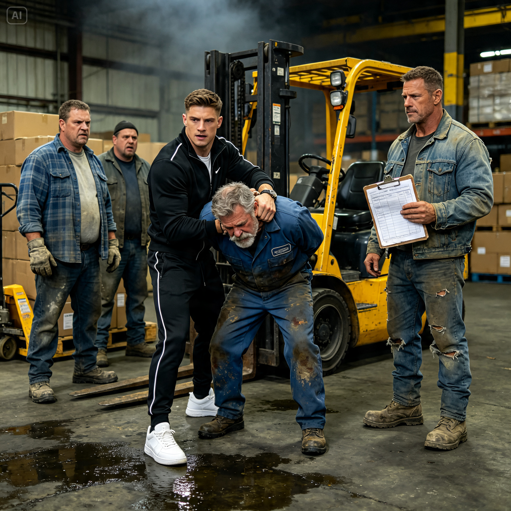 I watched the owner’s 23-year-old son put his hands on a 59-year-old forklift driver with a bad knee.
