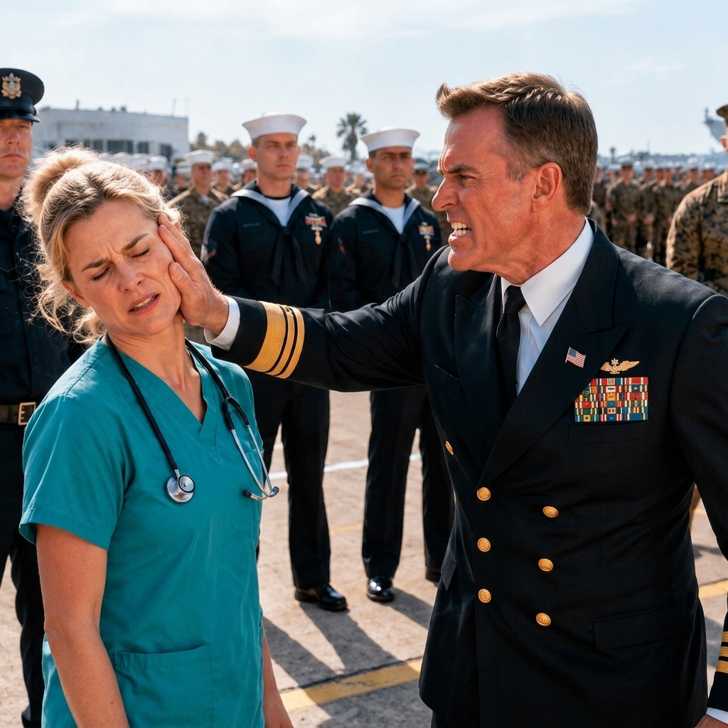 Navy Admiral Slaps A Disobedient Nurse During A Base Inspection, Unaware She Holds A Level 9 Covert Clearance
