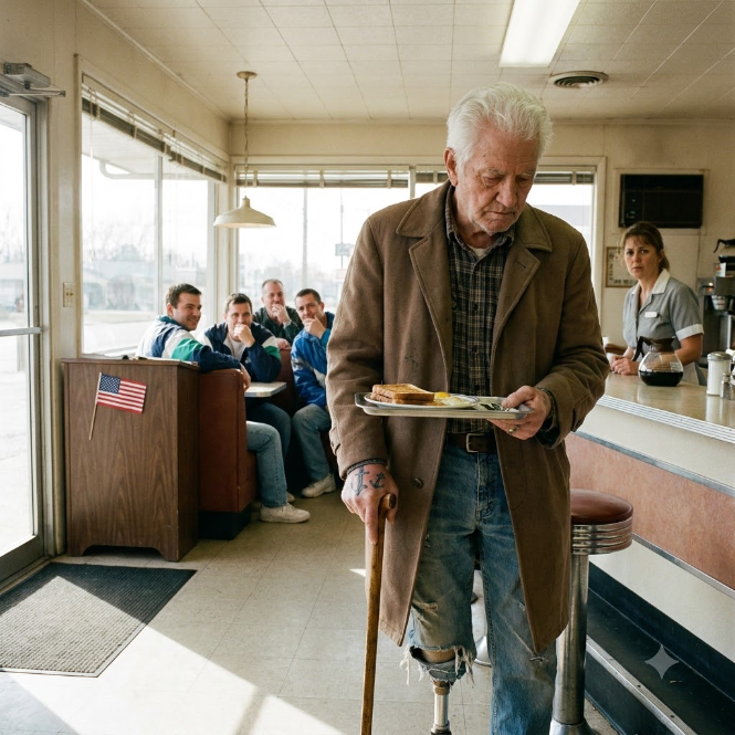 Men Mocked An Elderly Veteran Eating Alone In A Diner—Until A Navy SEAL Recognized The Faded Tattoo On His Wrist