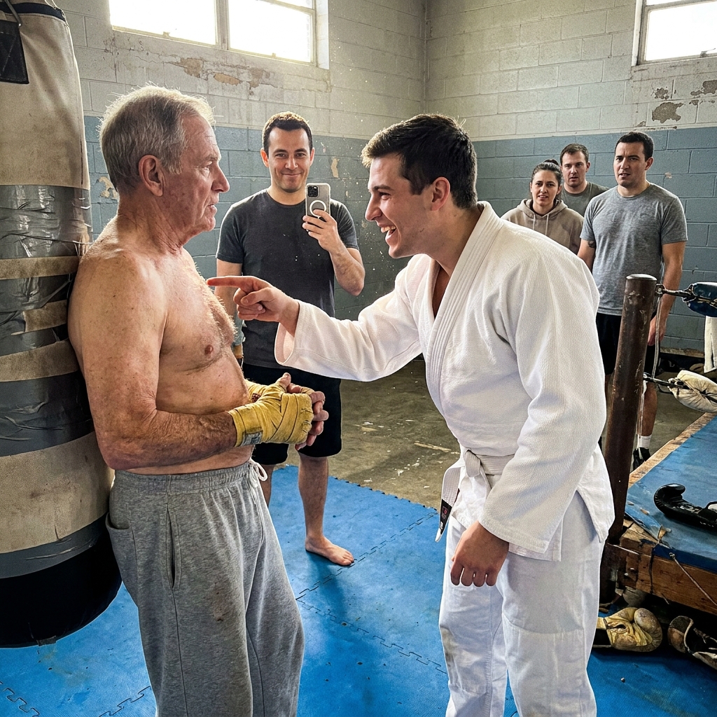 I watched a twenty-something karate champion shove my 71-year-old body into a heavy bag while his cameraman laughed.