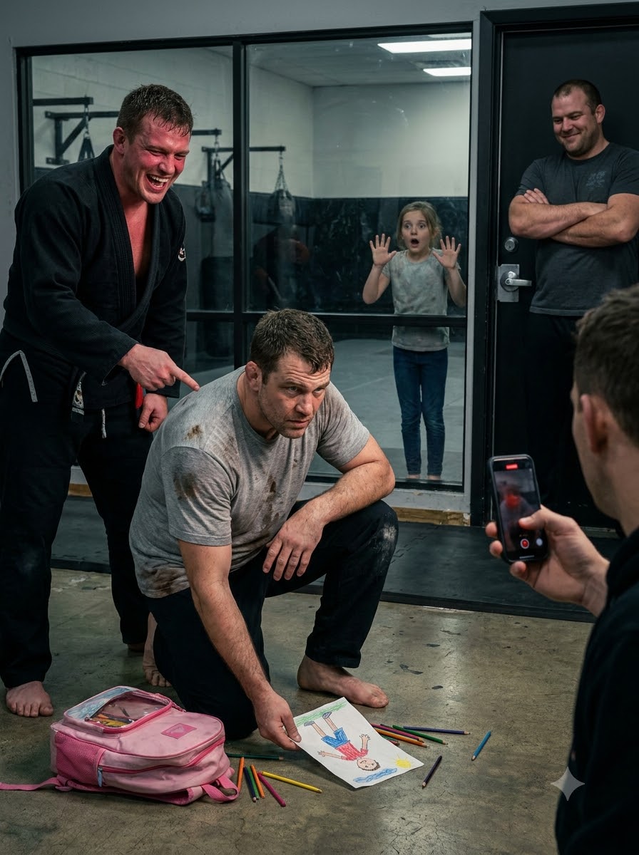 They threw my 9-year-old’s backpack across the MMA gym, locked the door, and choked me on a live stream. My daughter watched through the glass — and three black belts learned what happens when you corner a father.