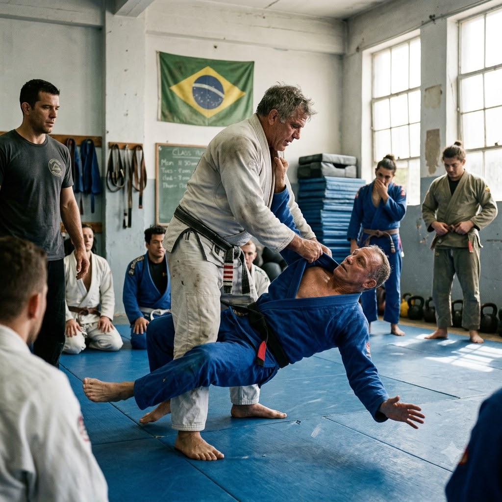 I laughed at the clumsy white belt who couldn’t tie his own pants in front of the whole gym. Then his thick calloused hands closed around my waist and I felt my ribs start to give.