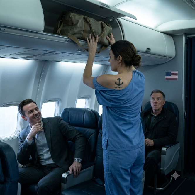 A Wealthy Passenger Humiliated An Exhausted Nurse In First Class, Unaware The Marine Commander Behind Them Recognized Her Hidden Tattoo