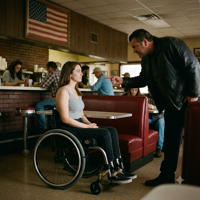 The Arrogant Bully Mocked The Metal Badge On Her Chair, Until A Fleet Of Black SUVs Surrounded The Diner.