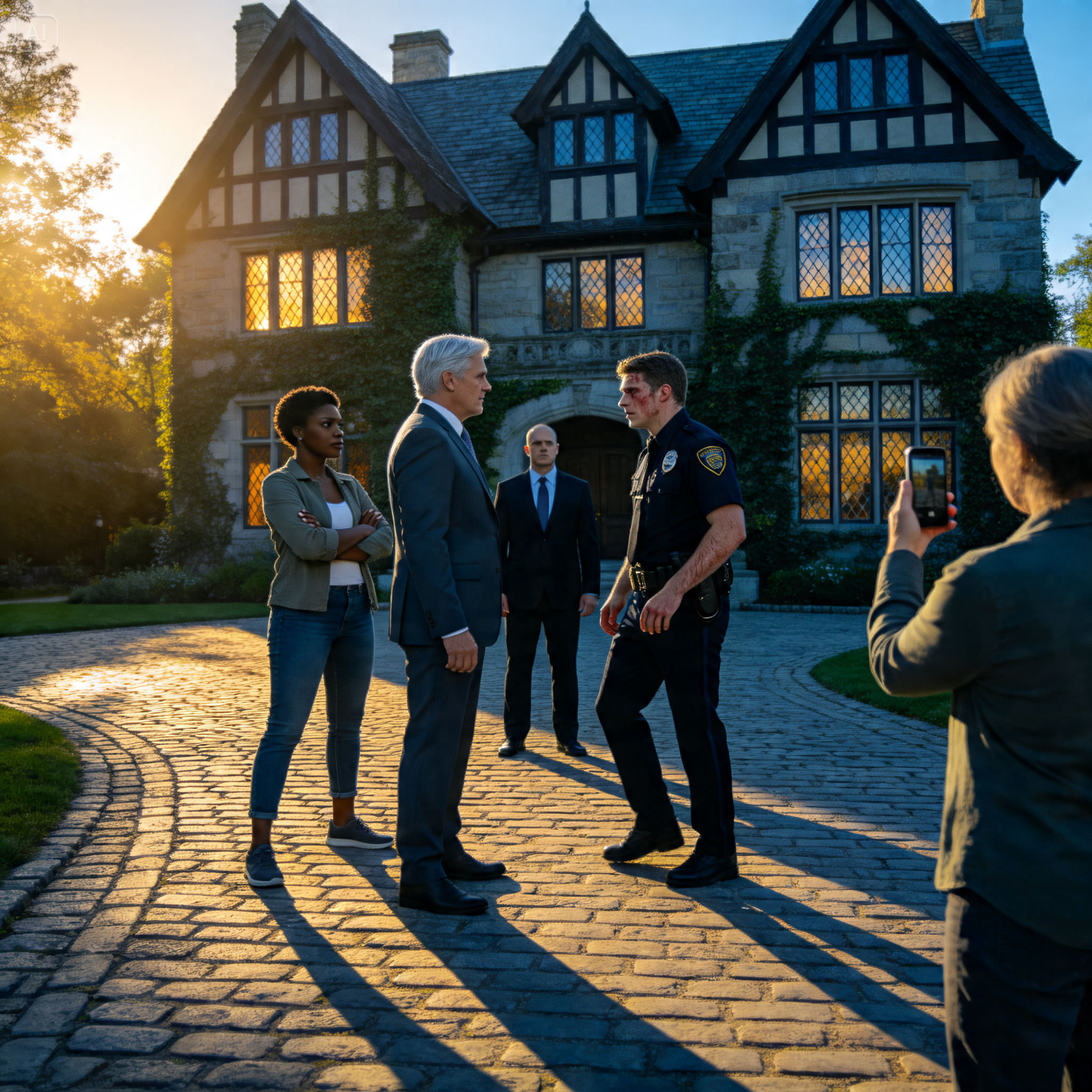 “YOU WAS ARRESTED FOR TRESPASSING!” COP THREATENS BLACK MOTHER OUTSIDE A  $10M ESTATE, THEN THE GOVERNOR WALKS OUT THE DOOR AND SAID…